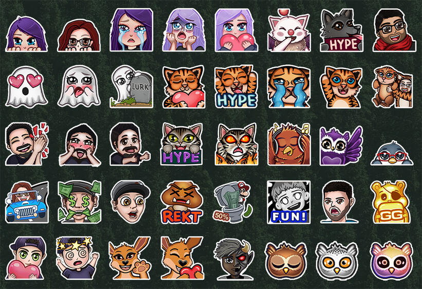 Emotes for various Twitch Streamers